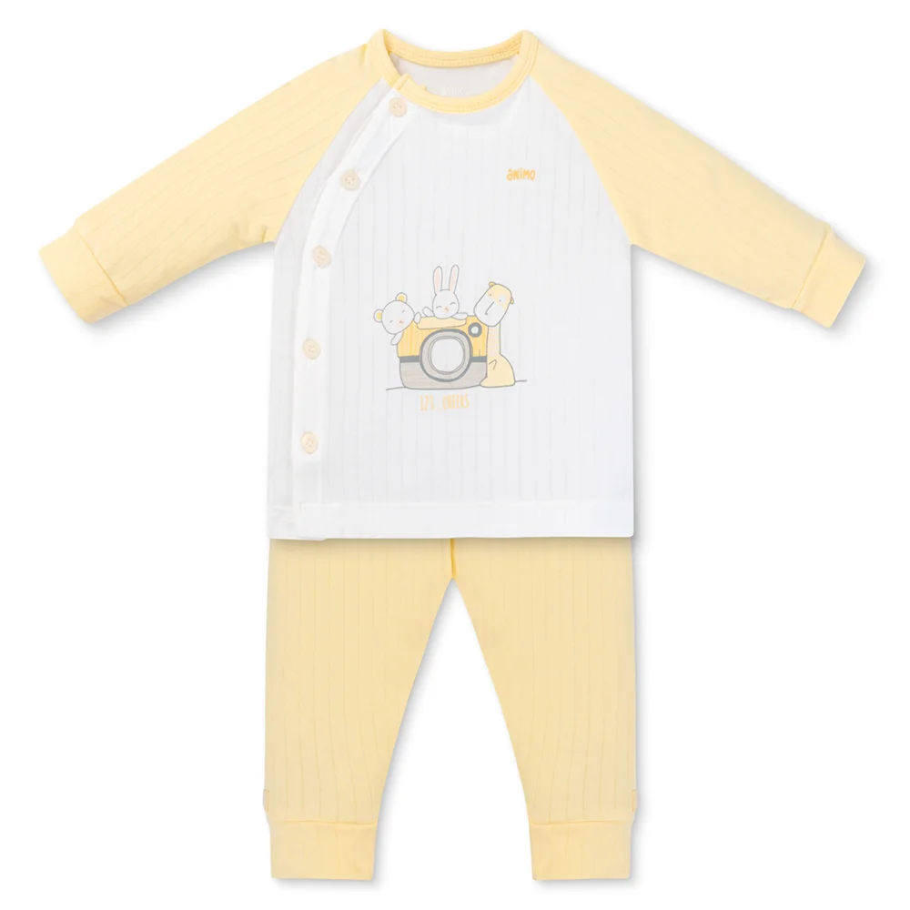 Set 2 bộ kháng khuẩn modal dài Animo BMC1125067 (0-24M, Trắng-vàng nhạt, NN06)