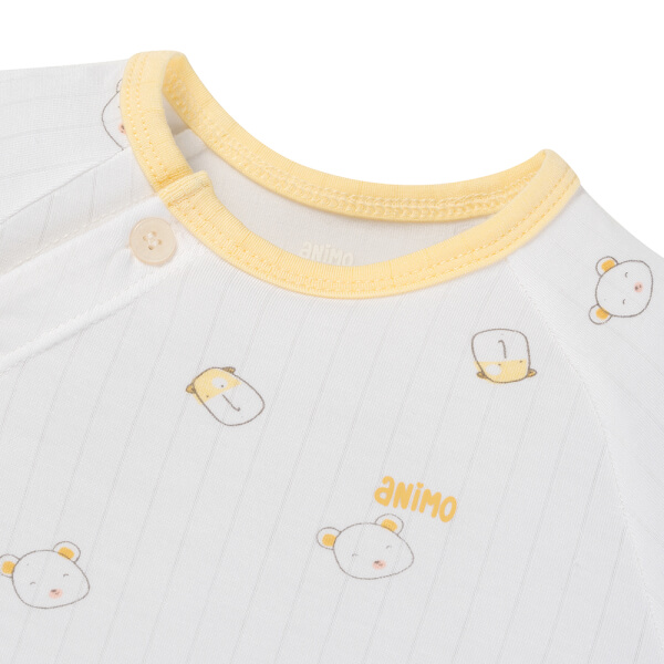 Set 2 bộ kháng khuẩn modal dài Animo BMC1125067 (0-24M, Trắng-vàng nhạt, NN06)