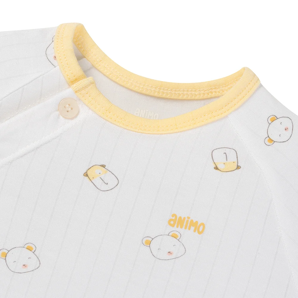 Set 2 bộ kháng khuẩn modal dài Animo BMC1125067 (0-24M, Trắng-vàng nhạt, NN06)