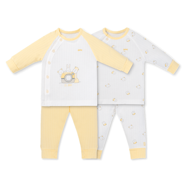 Set 2 bộ kháng khuẩn modal dài Animo BMC1125067 (0-24M, Trắng-vàng nhạt, NN06)