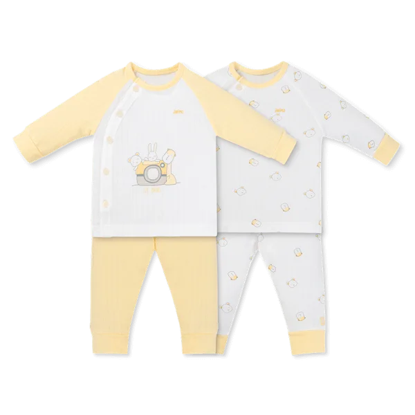 Set 2 bộ kháng khuẩn modal dài Animo BMC1125067 (0-24M, Trắng-vàng nhạt, NN06)