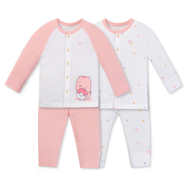 Set 2 bộ rayon chống muỗi dài Animo VD1225025 (0-24M, Trắng-hồng, TT06)