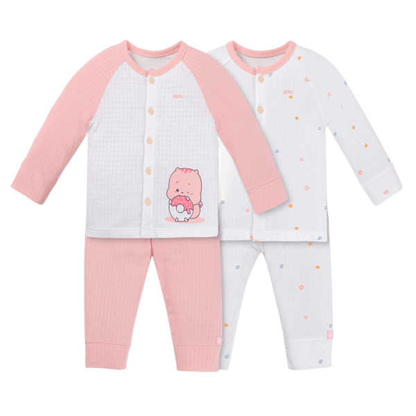 Set 2 bộ rayon chống muỗi dài Animo VD1225025 (0-24M, Trắng-hồng, TT06)