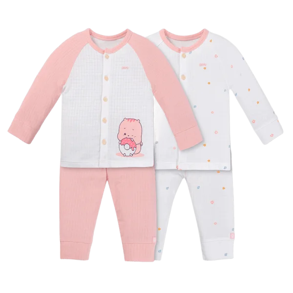 Set 2 bộ rayon chống muỗi dài Animo VD1225025 (0-24M, Trắng-hồng, TT06)