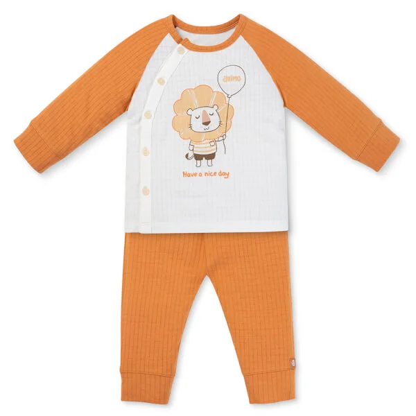 Set 2 bộ rayon chống muỗi dài Animo VD1225022 (0-24M, Trắng-nâu đậm, DD06)