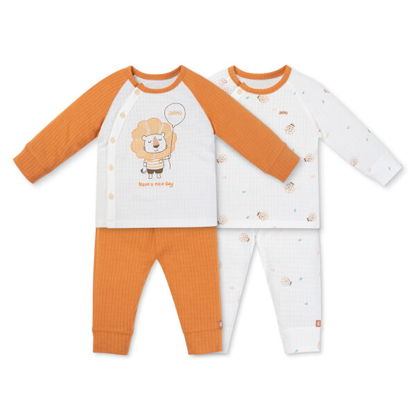 Set 2 bộ rayon chống muỗi dài Animo VD1225022 (0-24M, Trắng-nâu đậm, DD06)