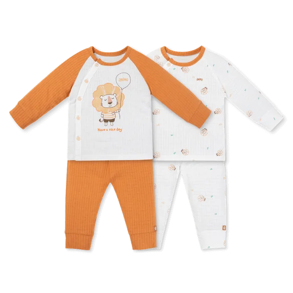 Set 2 bộ rayon chống muỗi dài Animo VD1225022 (0-24M, Trắng-nâu đậm, DD06)