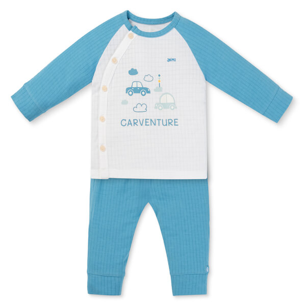 Set 2 bộ rayon chống muỗi dài Animo VD1125039 (0-24M, Trắng-xanh đậm, TT06)