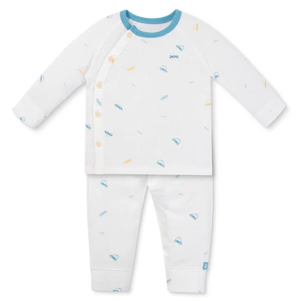 Set 2 bộ rayon chống muỗi dài Animo VD1125039 (0-24M, Trắng-xanh đậm, TT06)