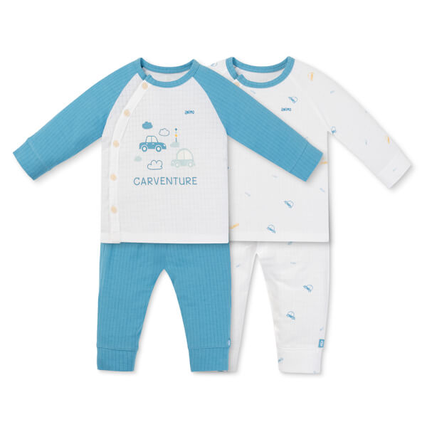 Set 2 bộ rayon chống muỗi dài Animo VD1125039 (0-24M, Trắng-xanh đậm, TT06)