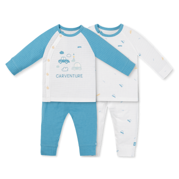 Set 2 bộ rayon chống muỗi dài Animo VD1125039 (0-24M, Trắng-xanh đậm, TT06)