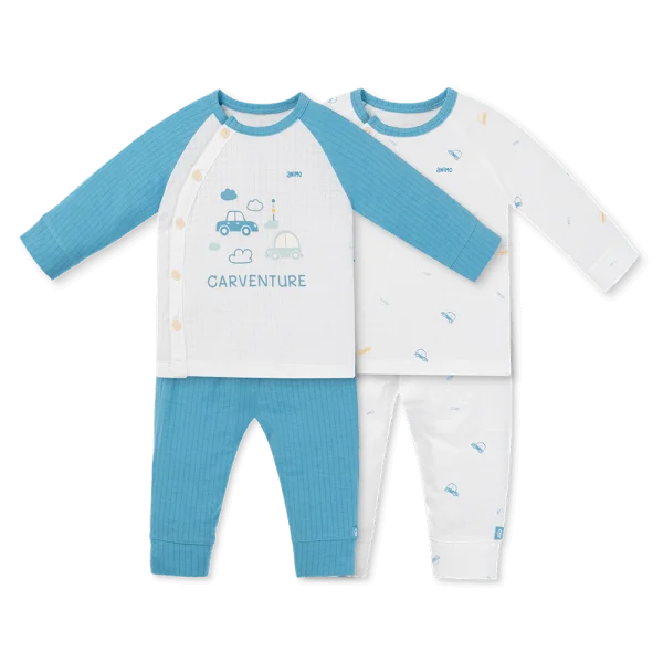 Set 2 bộ rayon chống muỗi dài Animo VD1125039 (0-24M, Trắng-xanh đậm, TT06)