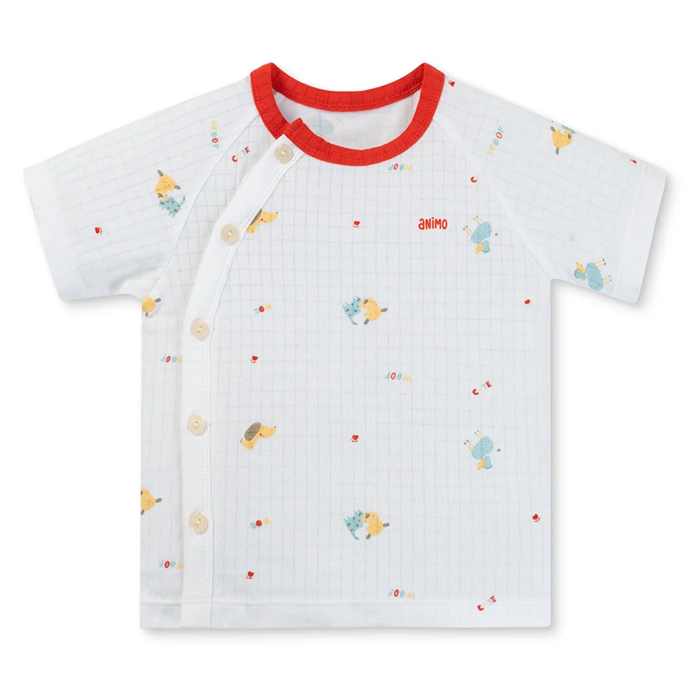 Set 2 bộ rayon chống muỗi ngắn Animo VD1125034 (0-24M, Trắng-đỏ, TT06)