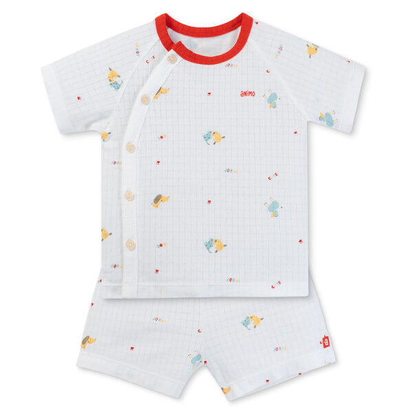 Set 2 bộ rayon chống muỗi ngắn Animo VD1125034 (0-24M, Trắng-đỏ, TT06)