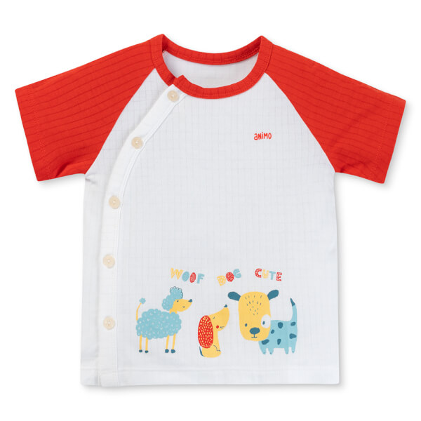 Set 2 bộ rayon chống muỗi ngắn Animo VD1125034 (0-24M, Trắng-đỏ, TT06)