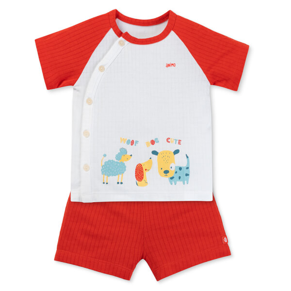 Set 2 bộ rayon chống muỗi ngắn Animo VD1125034 (0-24M, Trắng-đỏ, TT06)