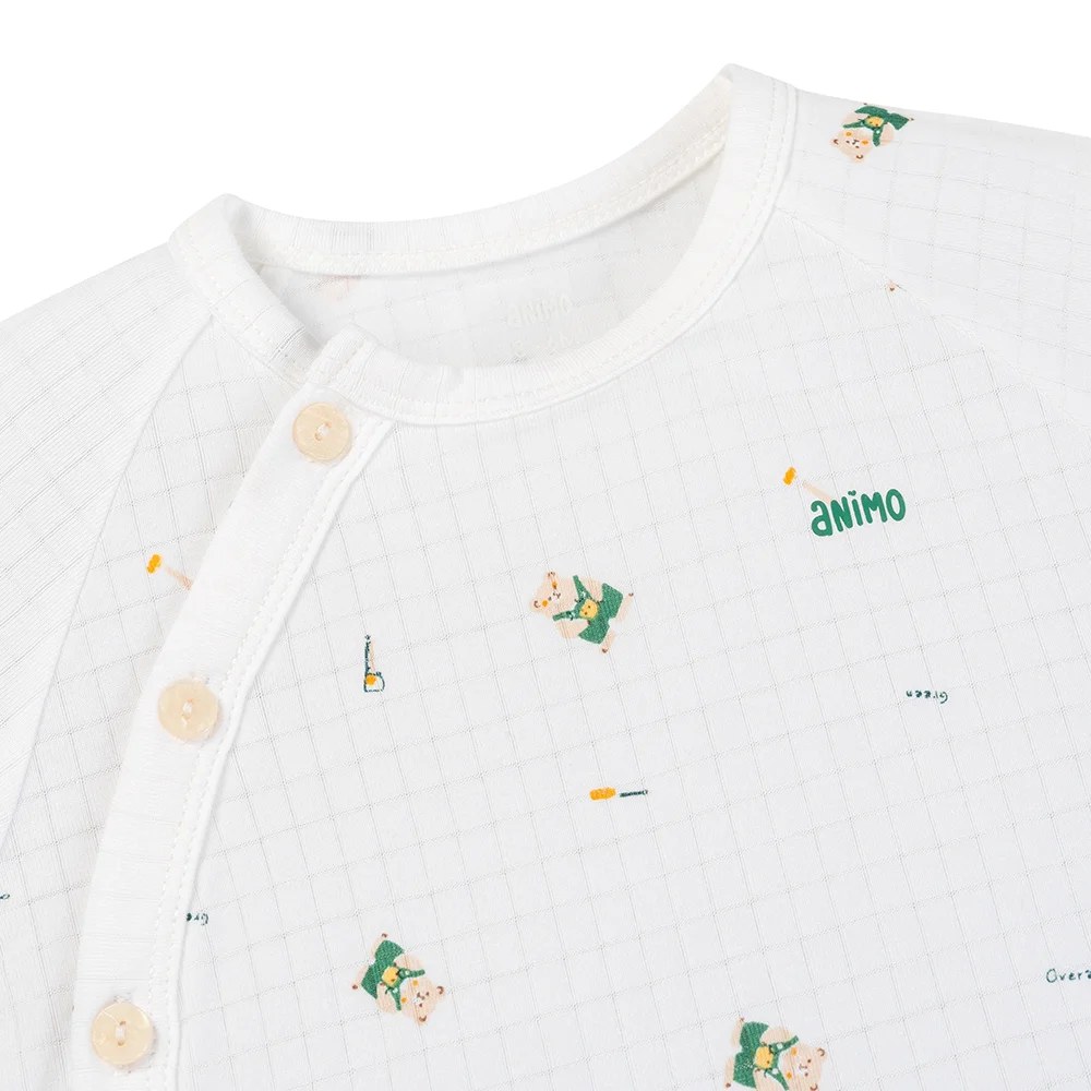 Set 2 bộ rayon chống muỗi ngắn Animo VD1125033 (0-24M, Trắng-xanh lá đậm, TT06)