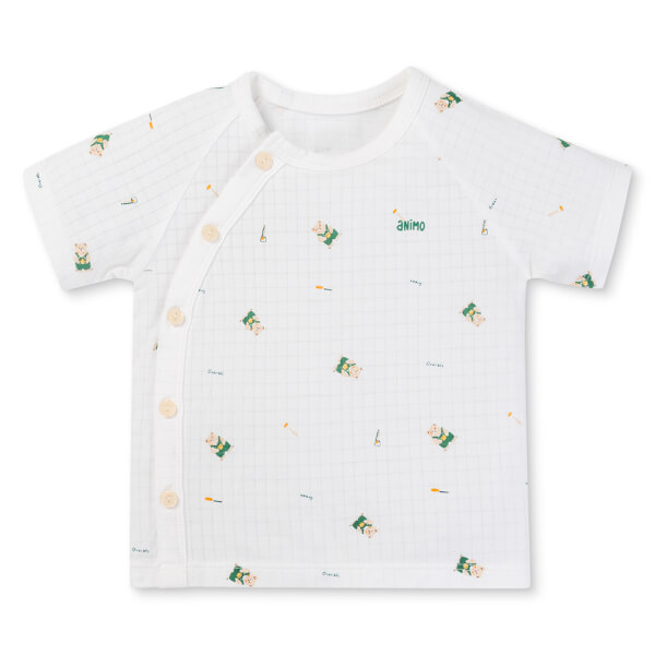 Set 2 bộ rayon chống muỗi ngắn Animo VD1125033 (0-24M, Trắng-xanh lá đậm, TT06)