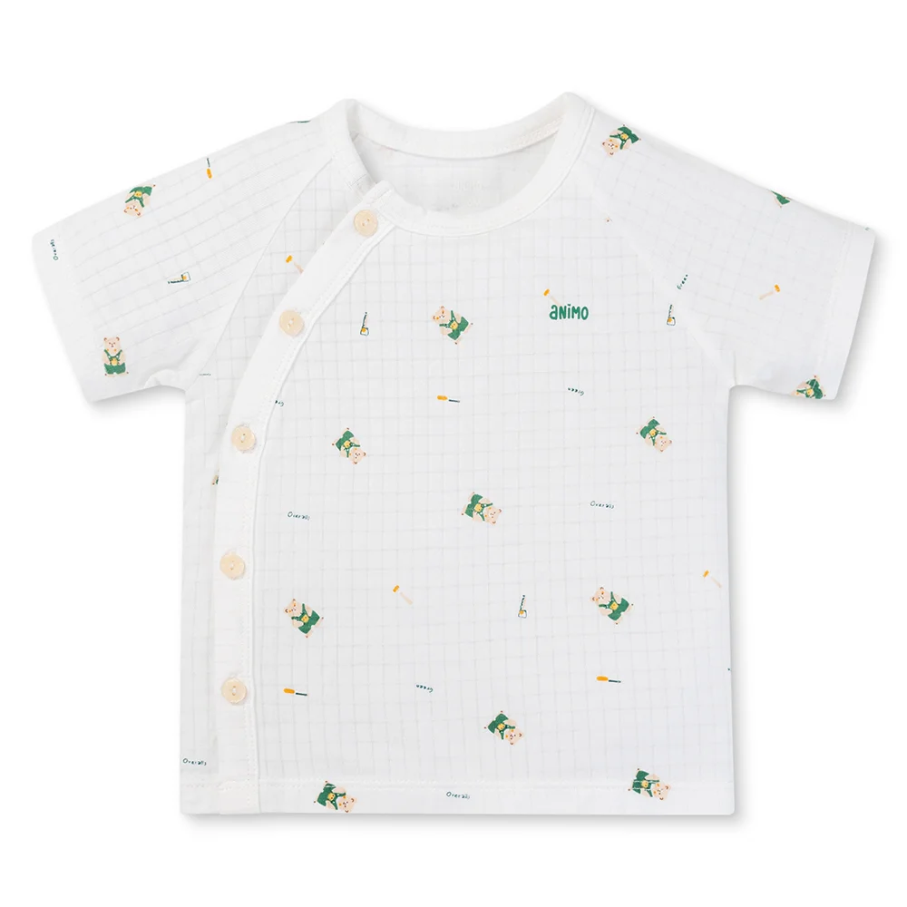 Set 2 bộ rayon chống muỗi ngắn Animo VD1125033 (0-24M, Trắng-xanh lá đậm, TT06)