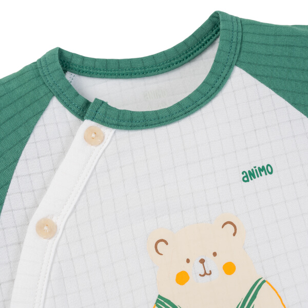 Set 2 bộ rayon chống muỗi ngắn Animo VD1125033 (0-24M, Trắng-xanh lá đậm, TT06)