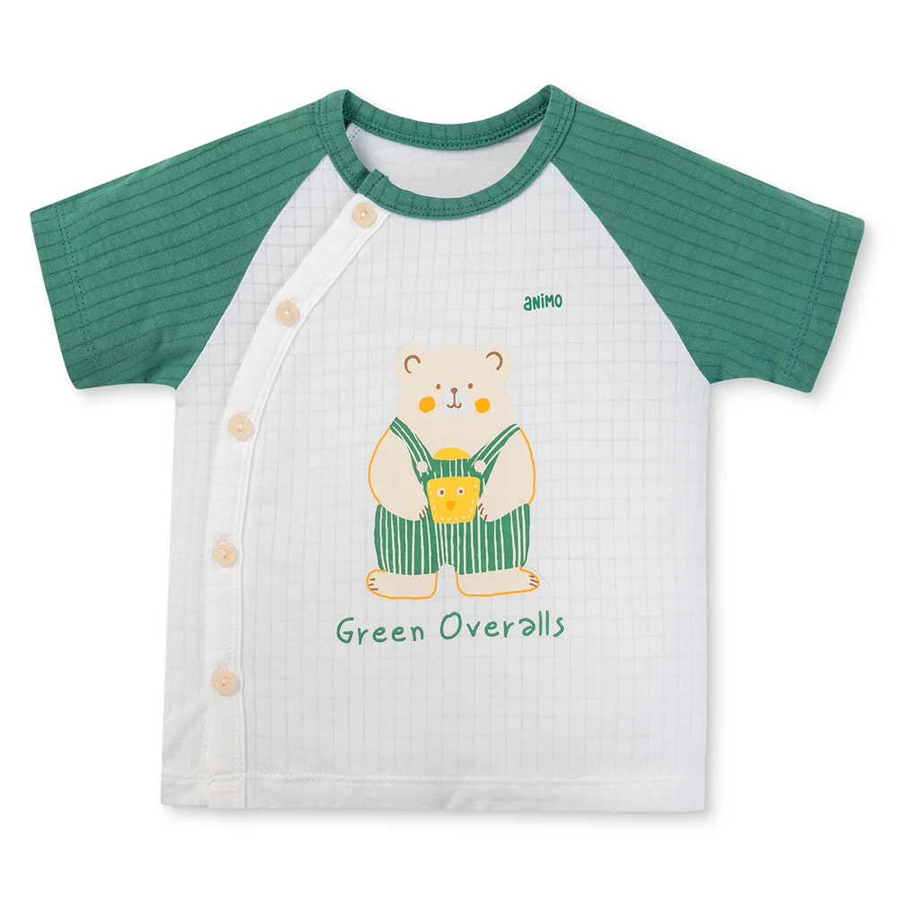 Set 2 bộ rayon chống muỗi ngắn Animo VD1125033 (0-24M, Trắng-xanh lá đậm, TT06)