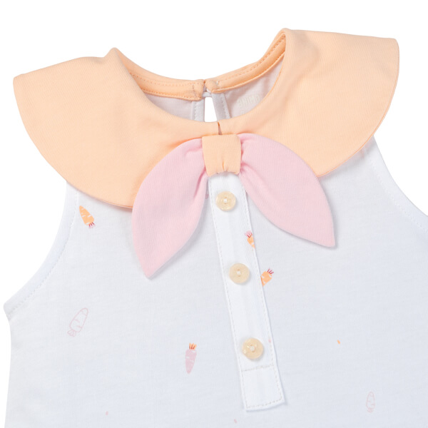 Bodysuit bé gái đùi Animo VD1025024 (0-12M, Trắng - cam, NN01)