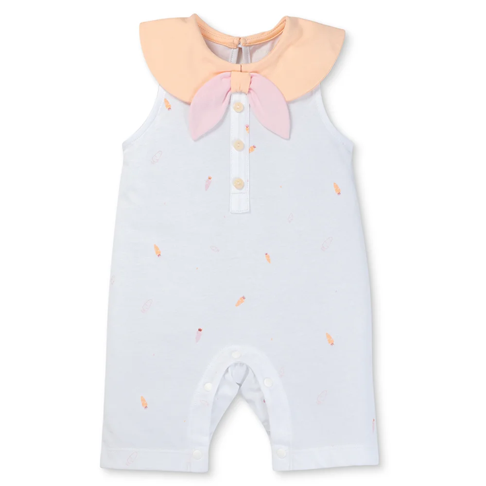 Bodysuit bé gái đùi Animo VD1025024 (0-12M, Trắng - cam, NN01)