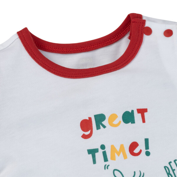 Bodysuit bé trai đùi Animo VD1125023 (0-12M, Trắng - đỏ, TT02)