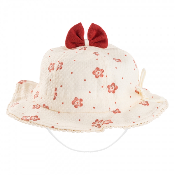 Nón vành tròn bé gái 1-3Y Animo A2508_MN018 (48cm,Kem-Đỏ)