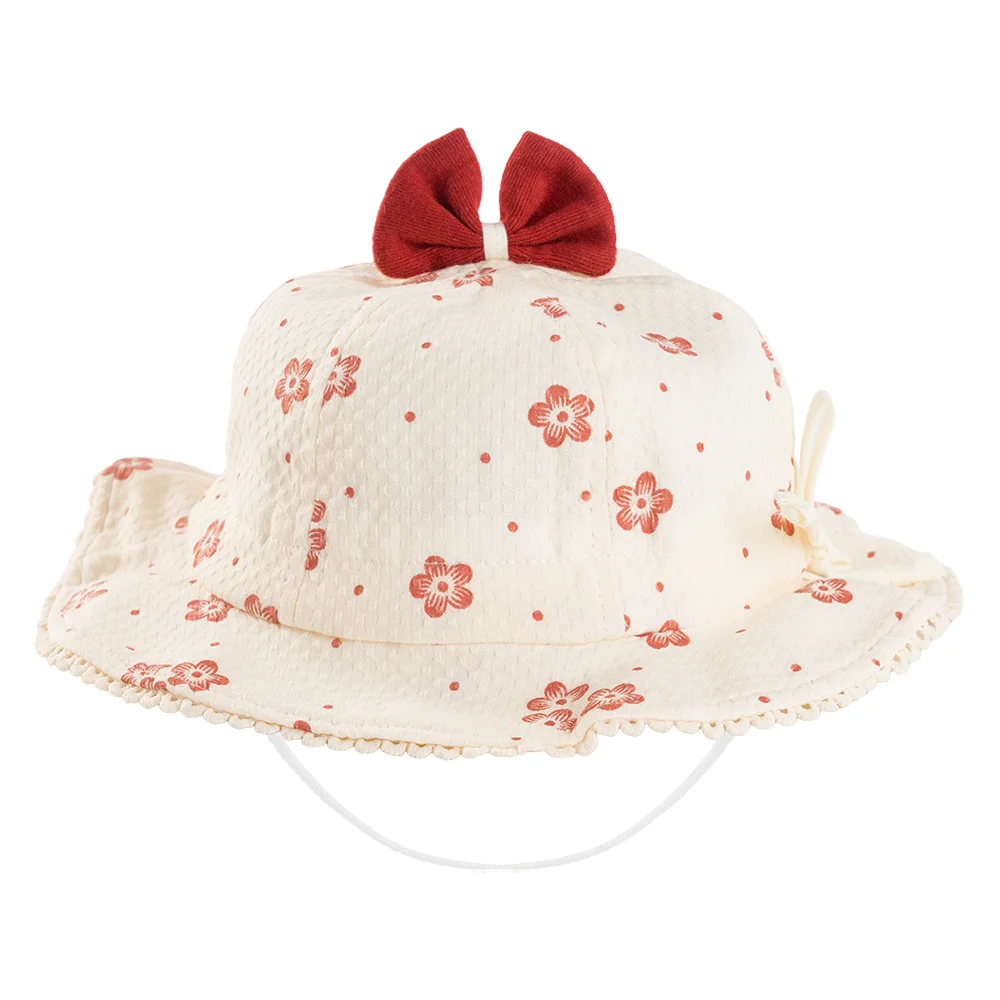 Nón vành tròn bé gái 1-3Y Animo A2508_MN018 (48cm,Kem-Đỏ)