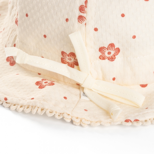 Nón vành tròn bé gái 1-3Y Animo A2508_MN018 (48cm,Kem-Đỏ)