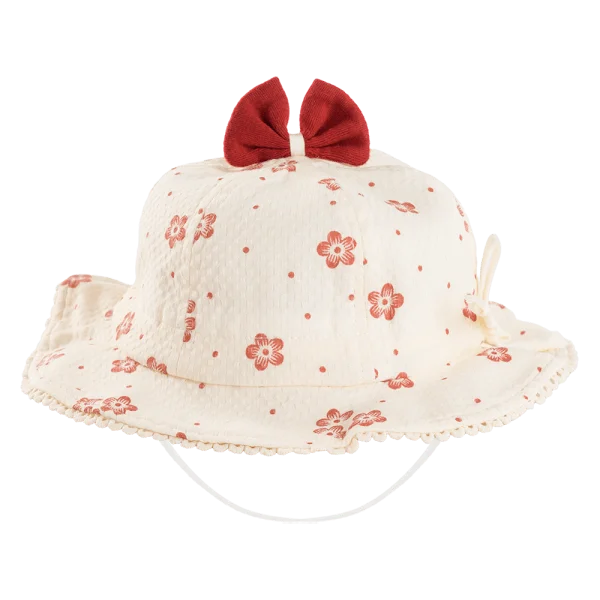 Nón vành tròn bé gái 1-3Y Animo A2508_MN018 (48cm,Kem-Đỏ)