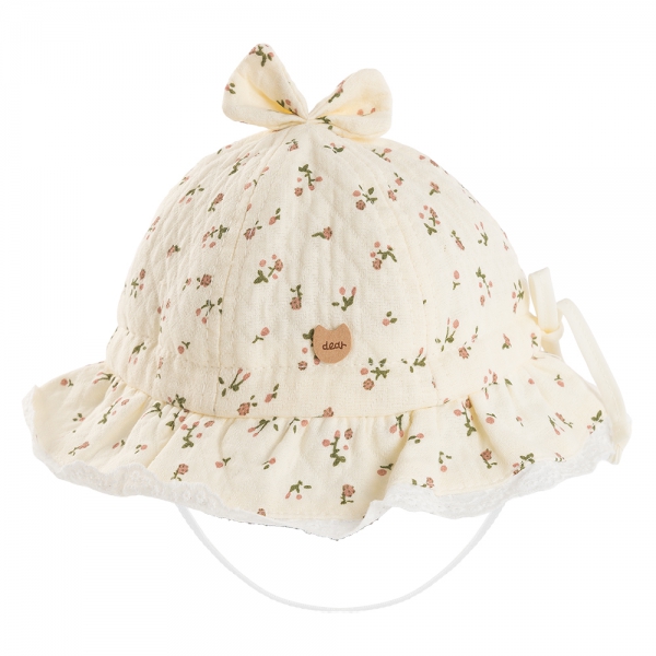 Nón em bé gái 0-12M vành tròn Animo A2508_MN017 (44cm,Kem họa tiết)