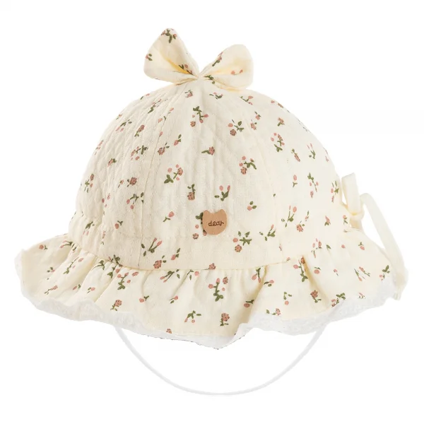 Nón em bé gái 0-12M vành tròn Animo A2508_MN017 (44cm,Kem họa tiết)