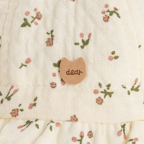 Nón em bé gái 0-12M vành tròn Animo A2508_MN017 (44cm,Kem họa tiết)