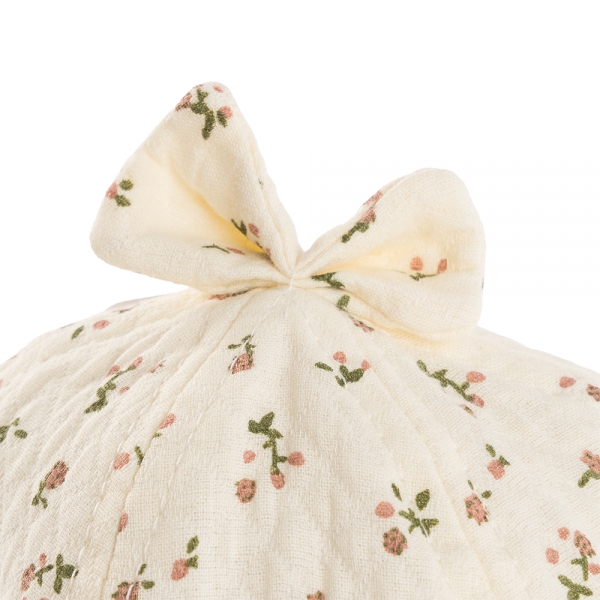 Nón em bé gái 0-12M vành tròn Animo A2508_MN017 (44cm,Kem họa tiết)