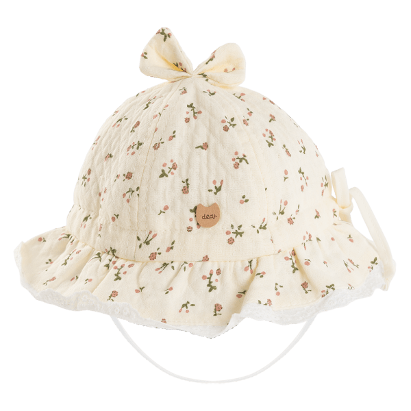 Nón em bé gái 0-12M vành tròn Animo A2508_MN017 (44cm,Kem họa tiết)