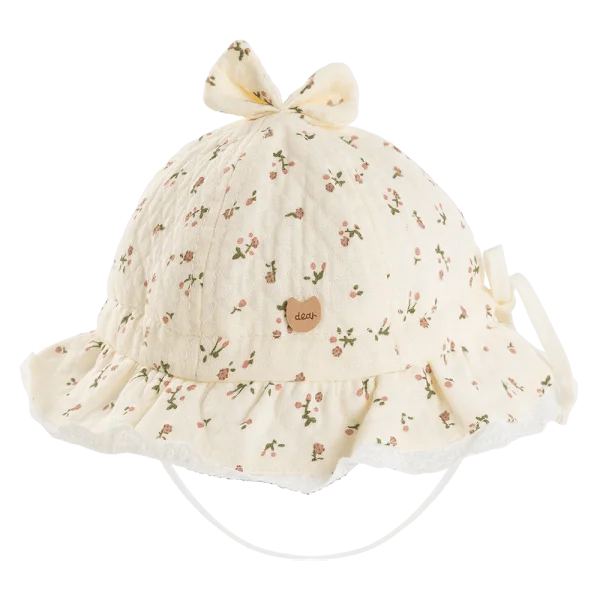 Nón em bé gái 0-12M vành tròn Animo A2508_MN017 (44cm,Kem họa tiết)