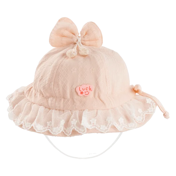 Nón em bé gái 0-12M vành tròn Animo A2508_MN016 (46cm,Hồng nhạt)