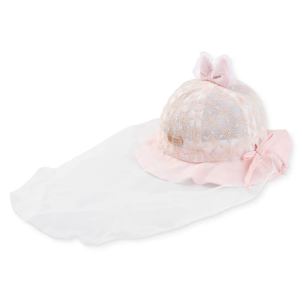 Nón vành tròn khăn voan bé gái 0-12M Animo A2508_MN011 (46cm, Hồng cam)