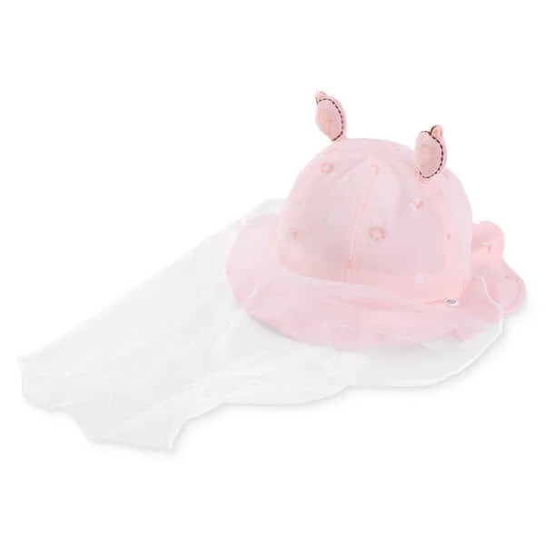 Nón vành tròn khăn voan bé gái 0-12M Animo A2508_MN010 (44cm, Hồng nhạt)