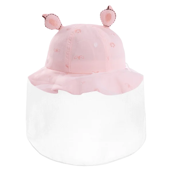 Nón vành tròn khăn voan bé gái 0-12M Animo A2508_MN010 (44cm, Hồng nhạt)