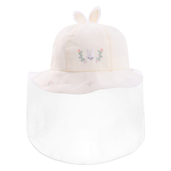 Nón vành tròn khăn voan bé gái 0-12M Animo A2508_MN009 (46cm, Trắng)