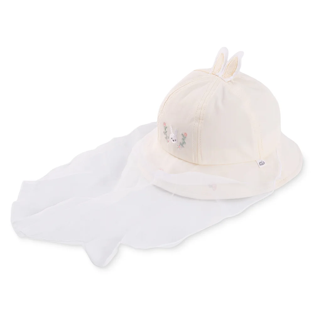 Nón vành tròn khăn voan bé gái 0-12M Animo A2508_MN009 (46cm, Trắng)