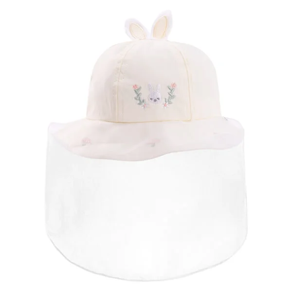 Nón vành tròn khăn voan bé gái 0-12M Animo A2508_MN009 (46cm, Trắng)