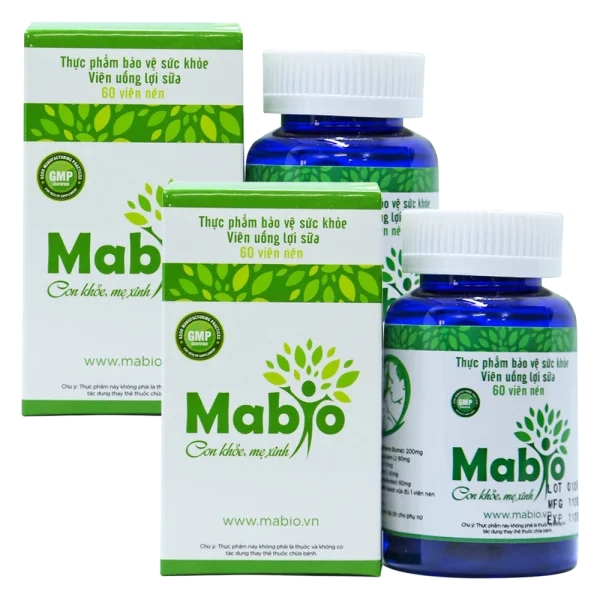 Combo 2 Thực phẩm bảo vệ sức khỏe viên uống lợi sữa Mabio