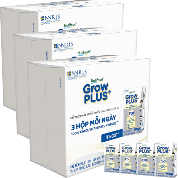 Combo 3 thùng Thực phẩm bổ sung sữa dinh dưỡng pha sẵn GrowPLUS+ (Bạc), 4x110ml (trên 1 tuổi) - Thùng