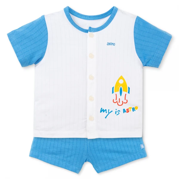 Set 2 bộ kháng khuẩn modal ngắn Animo BMC1125055 (0-24M, Trắng-xanh đậm, TT06)