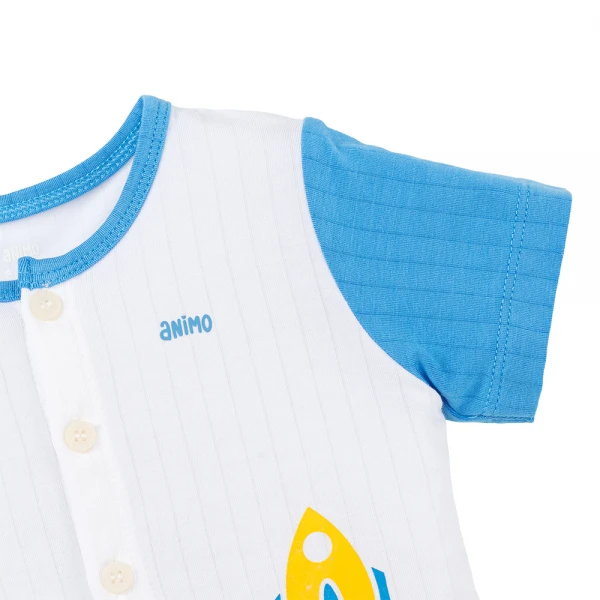 Set 2 bộ kháng khuẩn modal ngắn Animo BMC1125055 (0-24M, Trắng-xanh đậm, TT06)