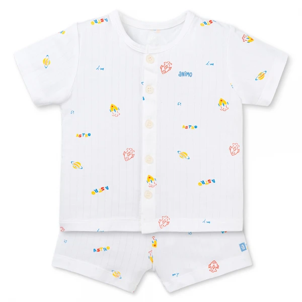 Set 2 bộ kháng khuẩn modal ngắn Animo BMC1125055 (0-24M, Trắng-xanh đậm, TT06)